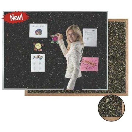Aarco Aarco Products ORC3648BLK Oak Frame Black Rubber Cork Bulletin Board; Black - 36 x 48 in. ORC3648BLK